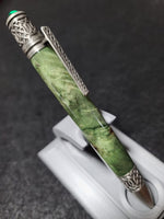 Celtic Twist Pen in Antique Pewter & Green dyed Burl
